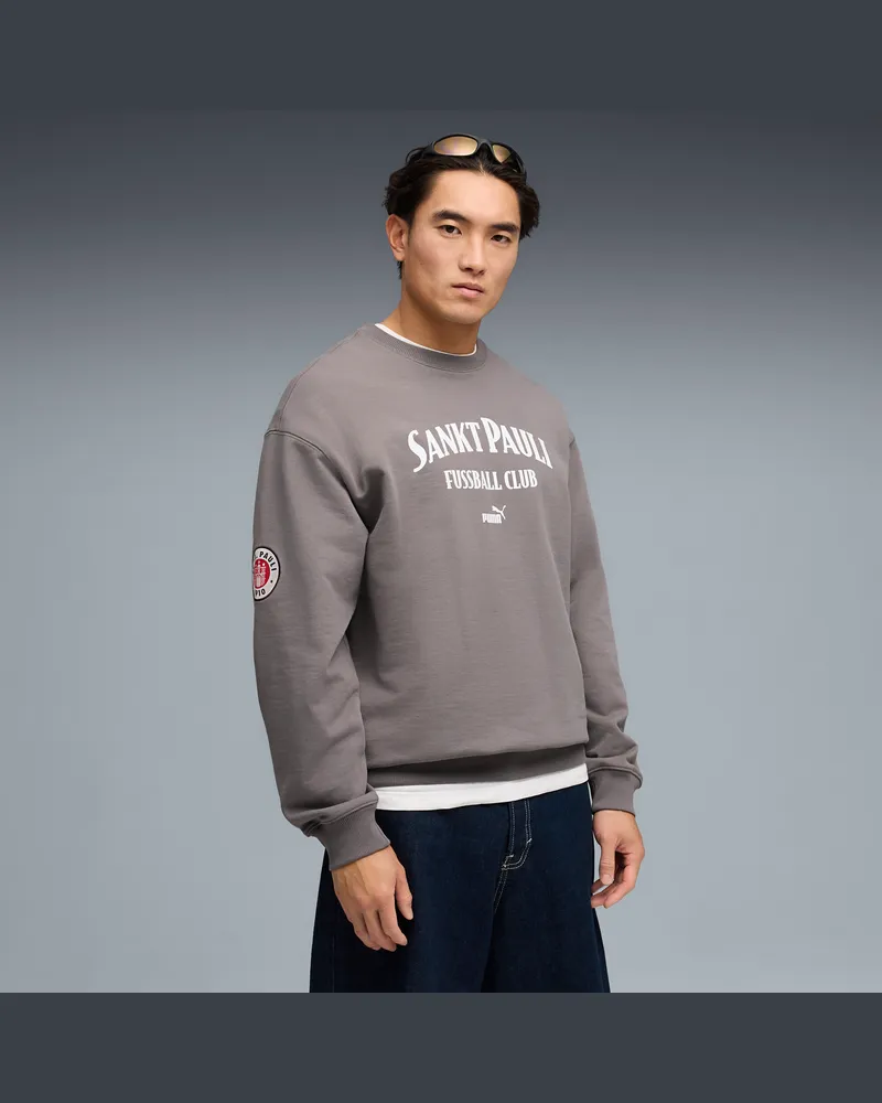Puma Felpa girocollo retrò FC St. Pauli da uomo, Abbigliamento, Grigio Gray