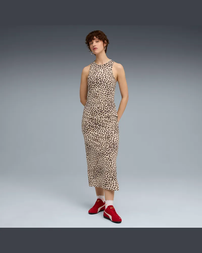 Puma Vestito con stampa integrale LEO LUXE da donna, Abbigliamento, Bianco White