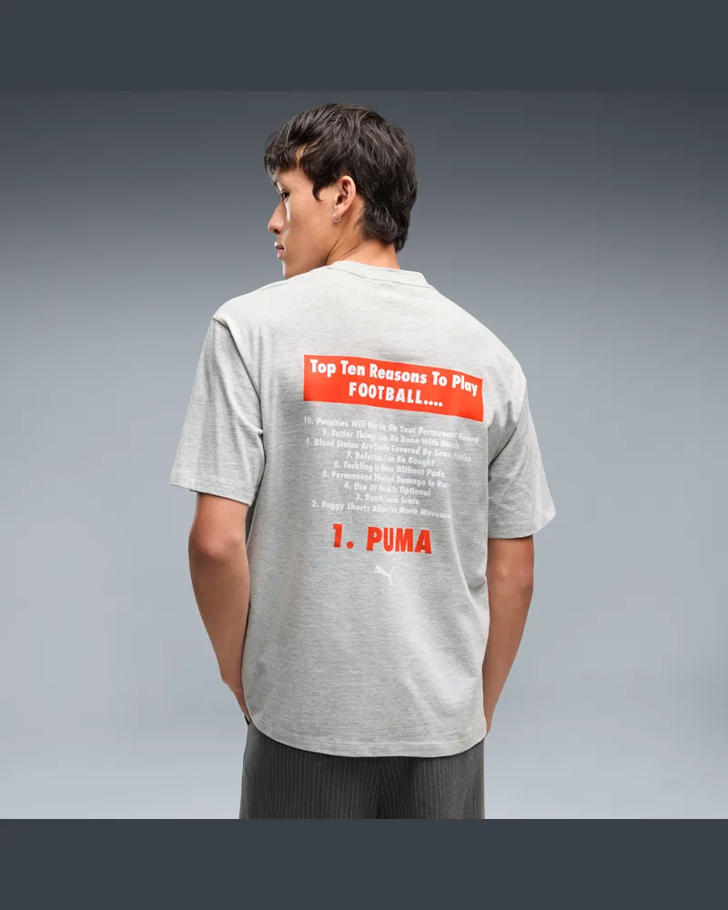 Puma T-shirt da calcio Graphics da uomo, Abbigliamento, Grigio Gray