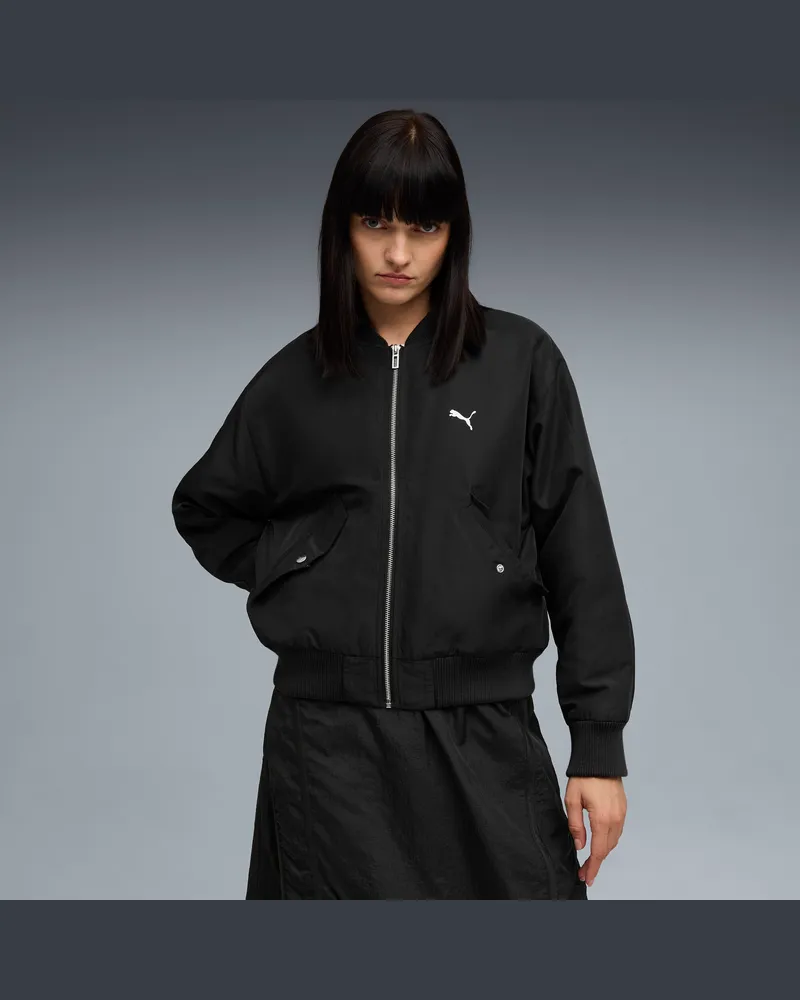 Puma Giacca bomber in satin T7 da donna, Abbigliamento, Nero Black