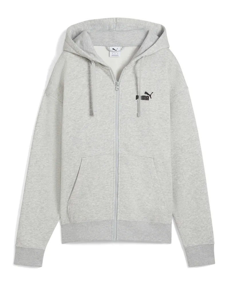 Puma Felpa con cappuccio e zip integrale con logo ESS N. 1 Comfort da donna, Abbigliamento, Grigio Gray