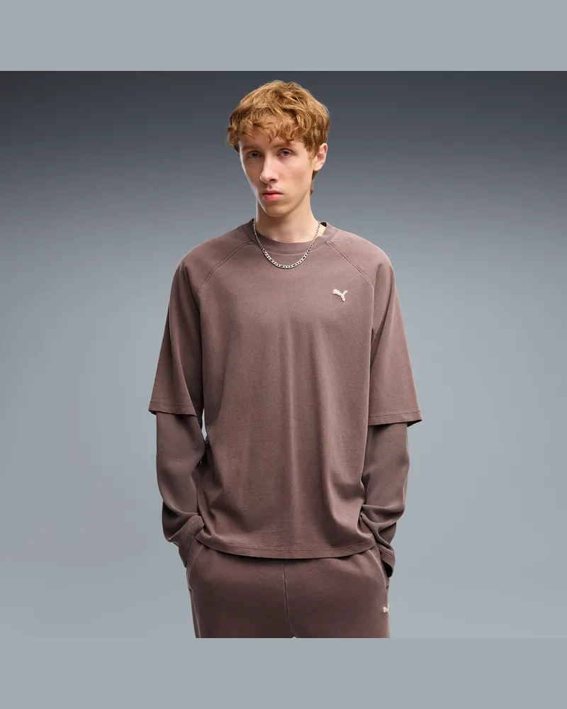 Puma T-shirt a doppio strato Select Essentials da uomo, Accessori, Marrone Brown