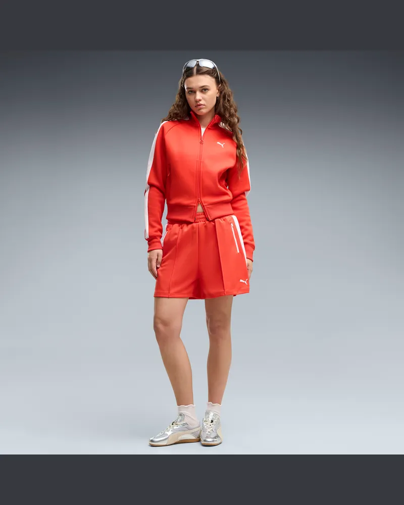 Puma Shorts a pieghe T7 4" da donna, Abbigliamento, Rosso Red