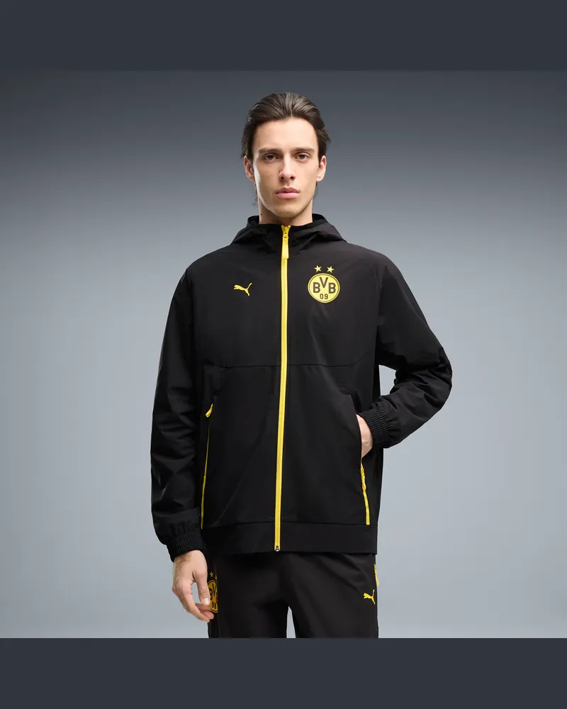 Puma Giacca in tessuto con zip integrale Borussia Dortmund TECH da uomo, Abbigliamento, Nero Black