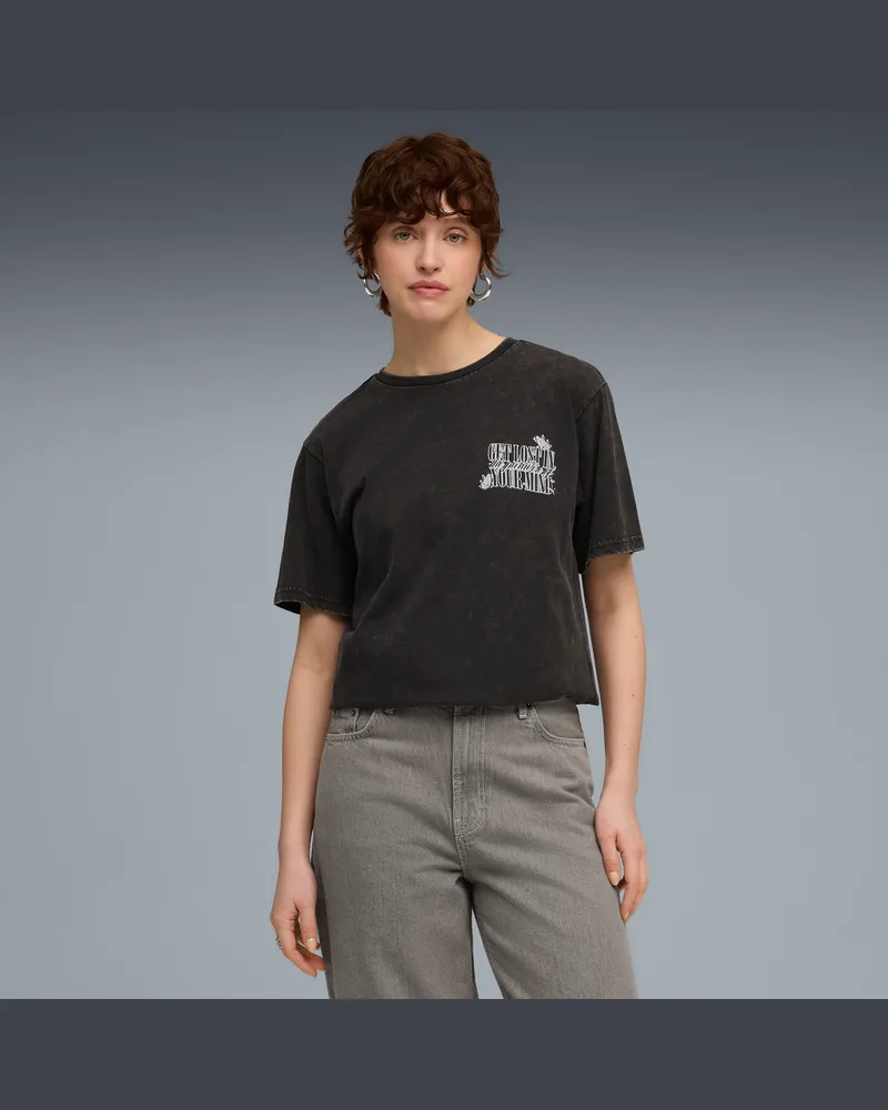 Puma T-shirt con grafica Paradise Mindset dal taglio morbido da donna, Abbigliamento, Nero Black