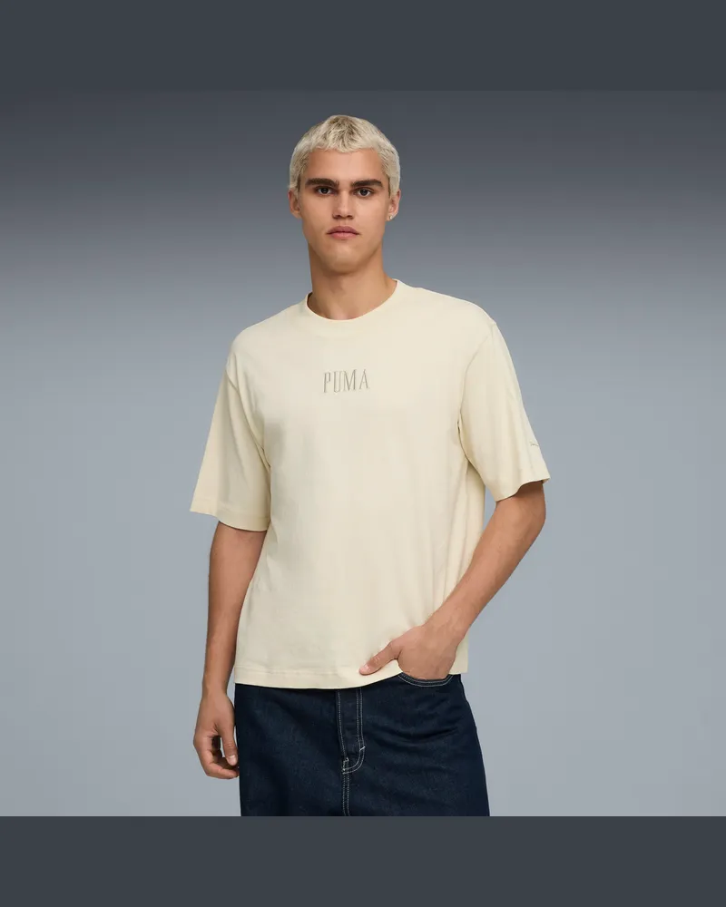 Puma T-shirt boxy con grafica Premium Essentials unisex, Abbigliamento, Bianco White