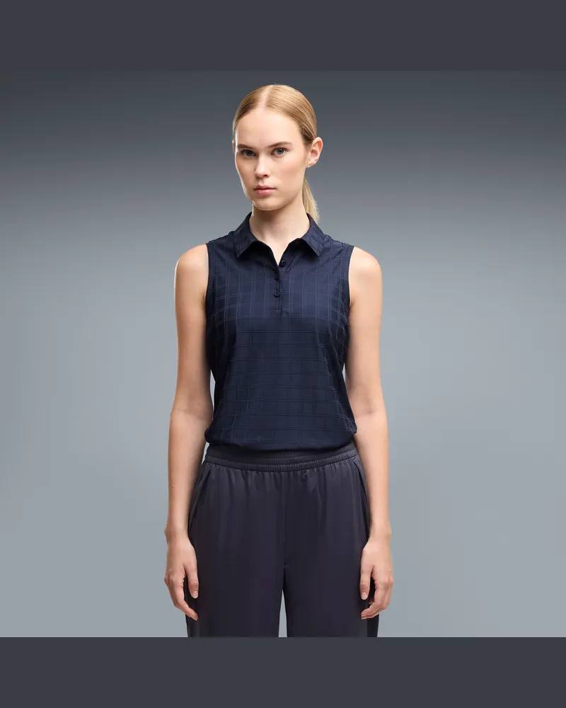 Puma Polo da golf senza maniche Plaid Knit da donna, Accessori, Blu Blue