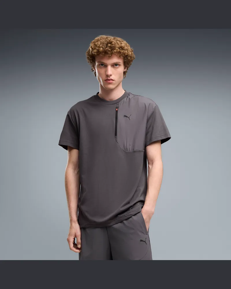 Puma T-shirt con taschino TECH da uomo, Abbigliamento, Grigio Gray