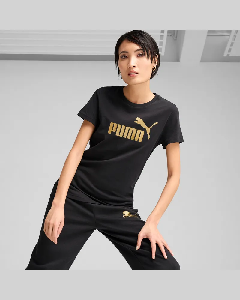 Puma Maglietta con logo ESS Metallizzato No. 1 da donna, Abbigliamento, Nero Black