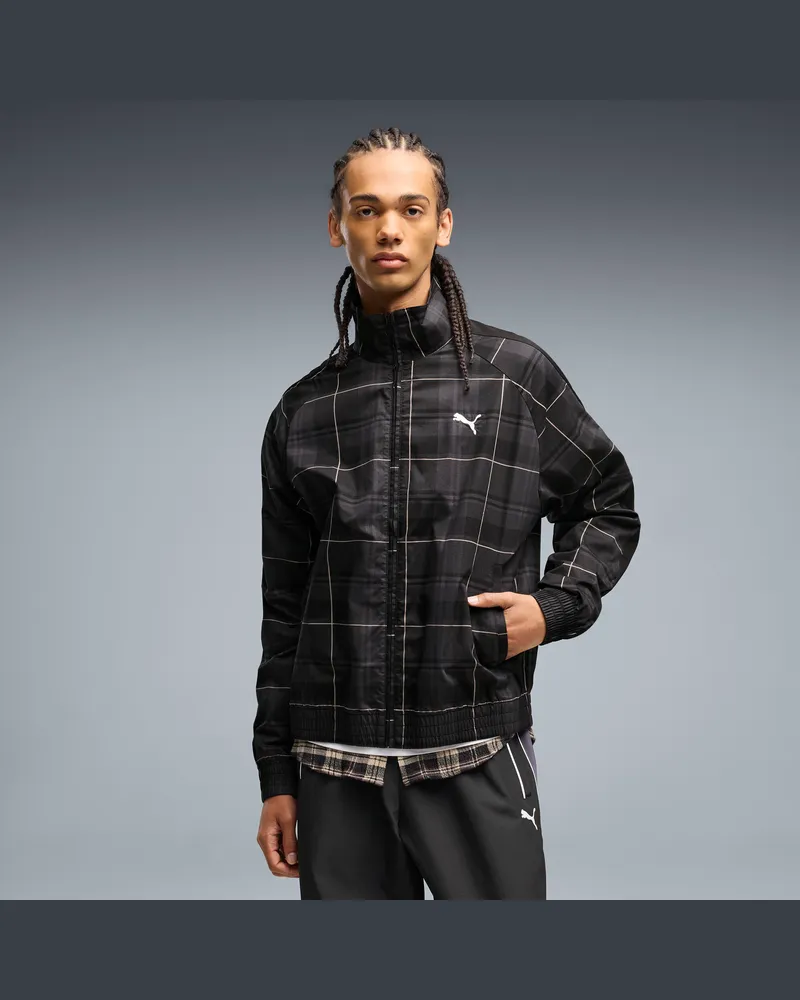 Puma Giacca sportiva T7 dal taglio morbido in tartan da uomo, Abbigliamento, Nero Black