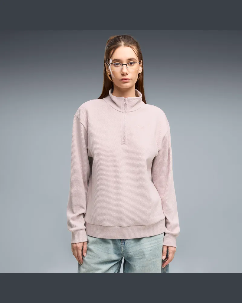 Puma Felpa con zip Essentials Elevated Standard da donna, Abbigliamento, Rosa Pink