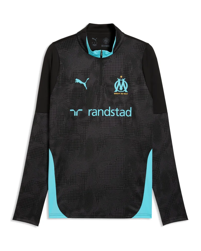 Puma Maglia da training con zip corta Olympique de Marseille da uomo, Accessori, Nero Black