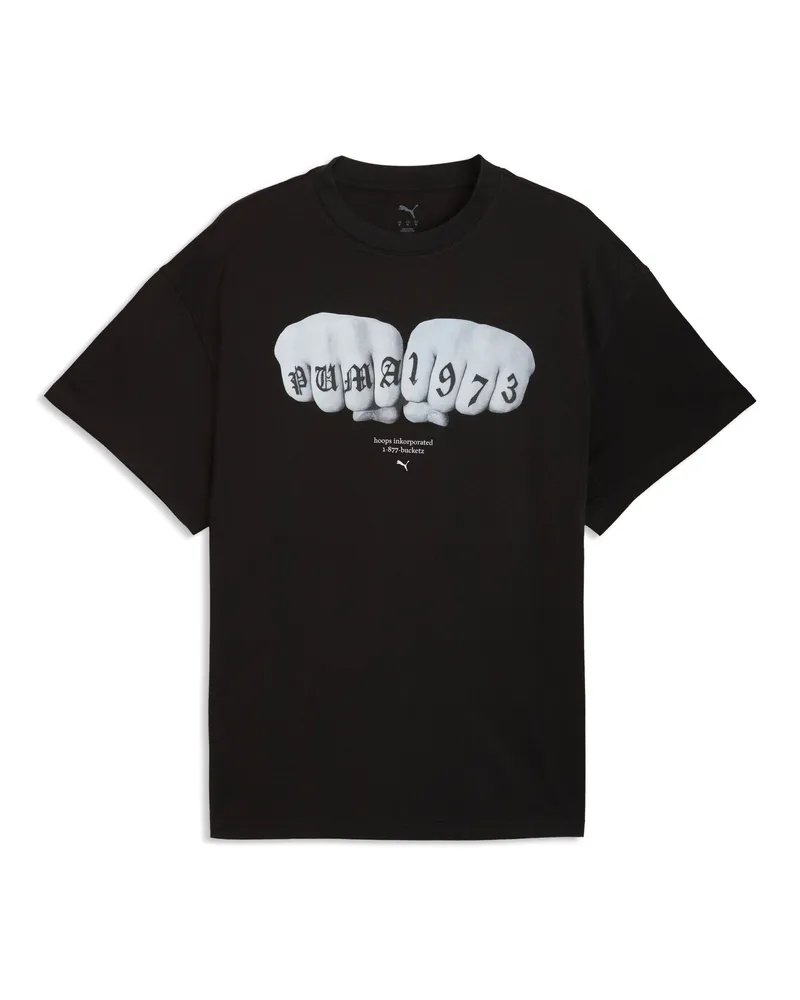 Puma T-shirt da basket oversize Swish N' Ink I da uomo, Accessori, Nero Black