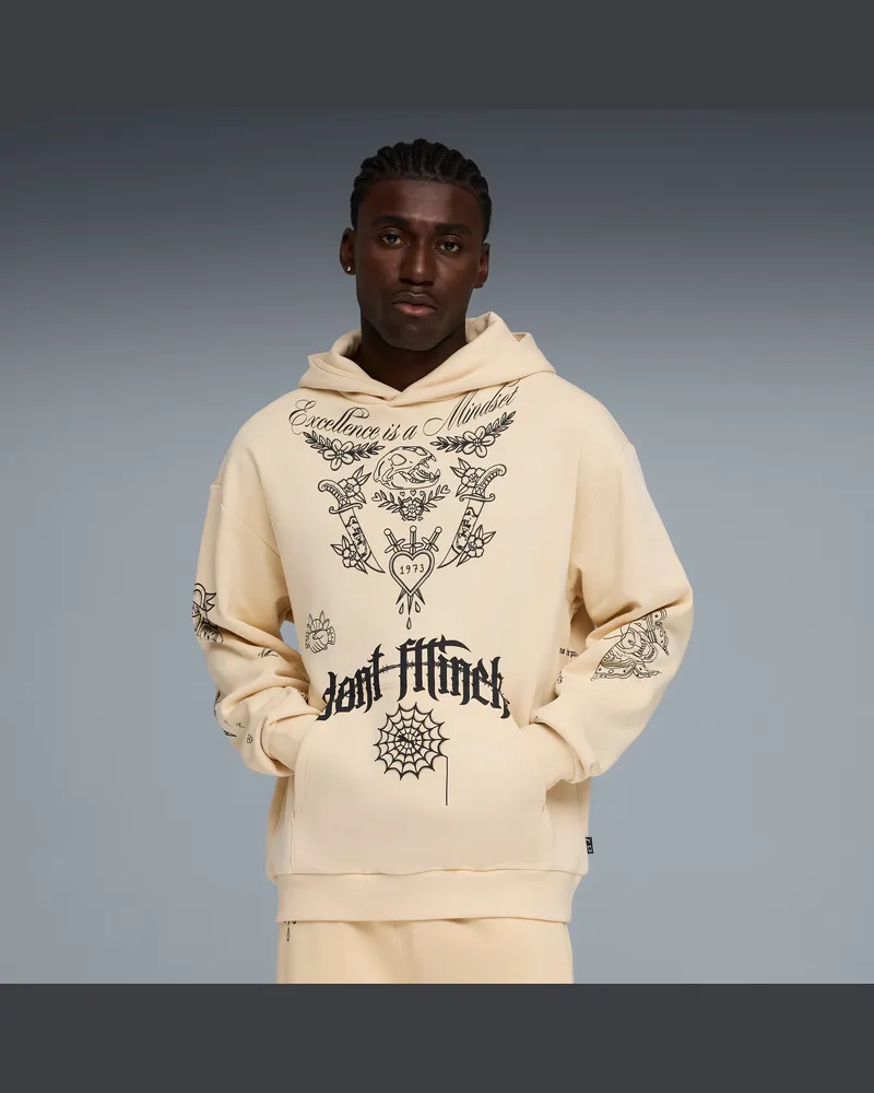 Puma Felpa con cappuccio da basket Swish N' Ink dal taglio morbido da uomo, Abbigliamento, Beige Beige