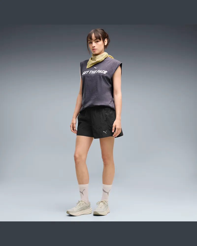Puma Shorts in tessuto Run Culture Collective T7 4" da donna, Abbigliamento, Nero Black