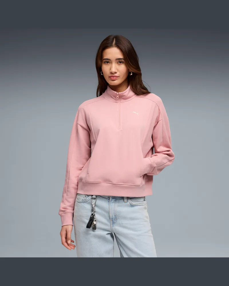 Puma Felpa con zip corta  Class dal taglio morbido da donna, Abbigliamento, Rosa Pink