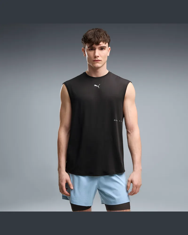 Puma Top da uomo smanicato dalla vestibilità comoda Brightstride CLOUDSPUN, Abbigliamento, Nero Black