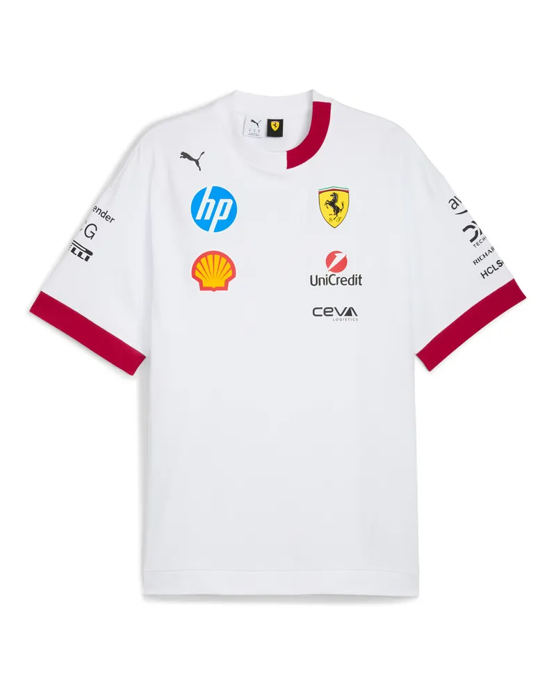 Puma T-shirt Piloti Scuderia Ferrari 2025 da uomo, Abbigliamento, Bianco White