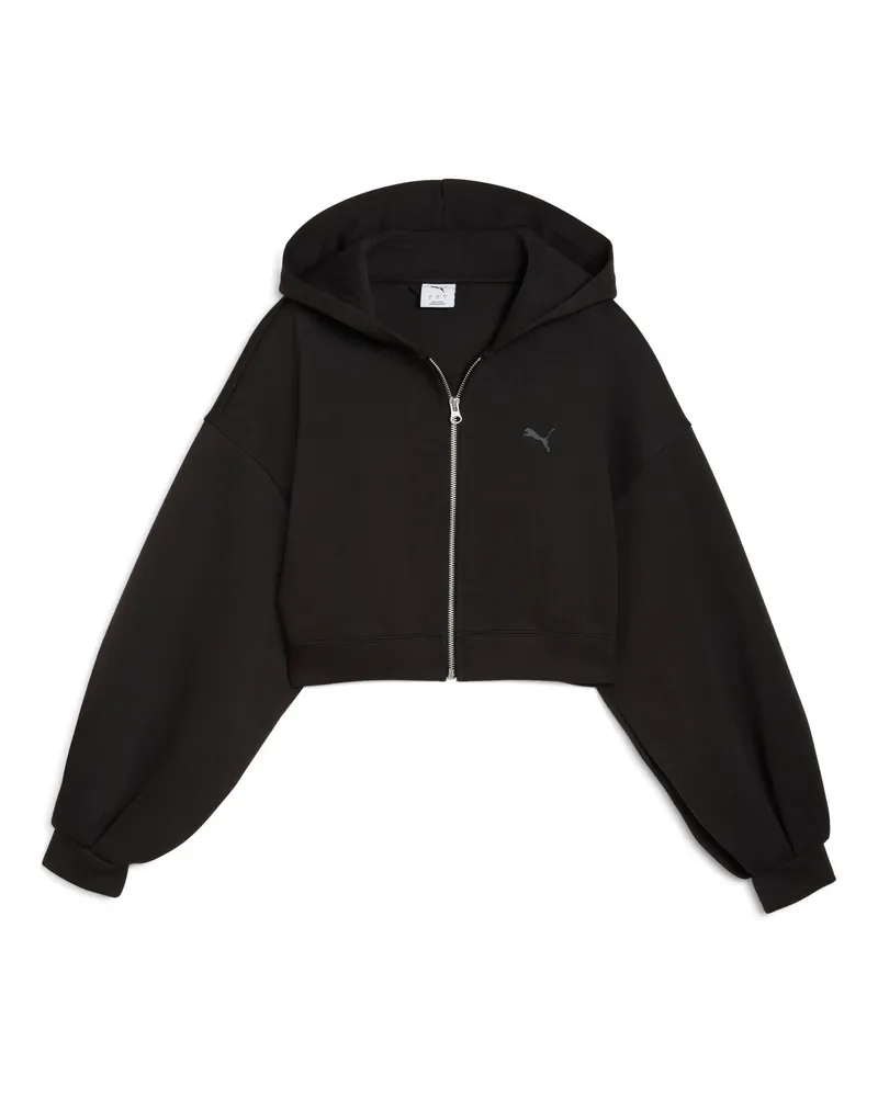 Puma Felpa cropped con cappuccio e zip Wardrobe Essentials Sports Legacy da donna, Abbigliamento, Nero Black