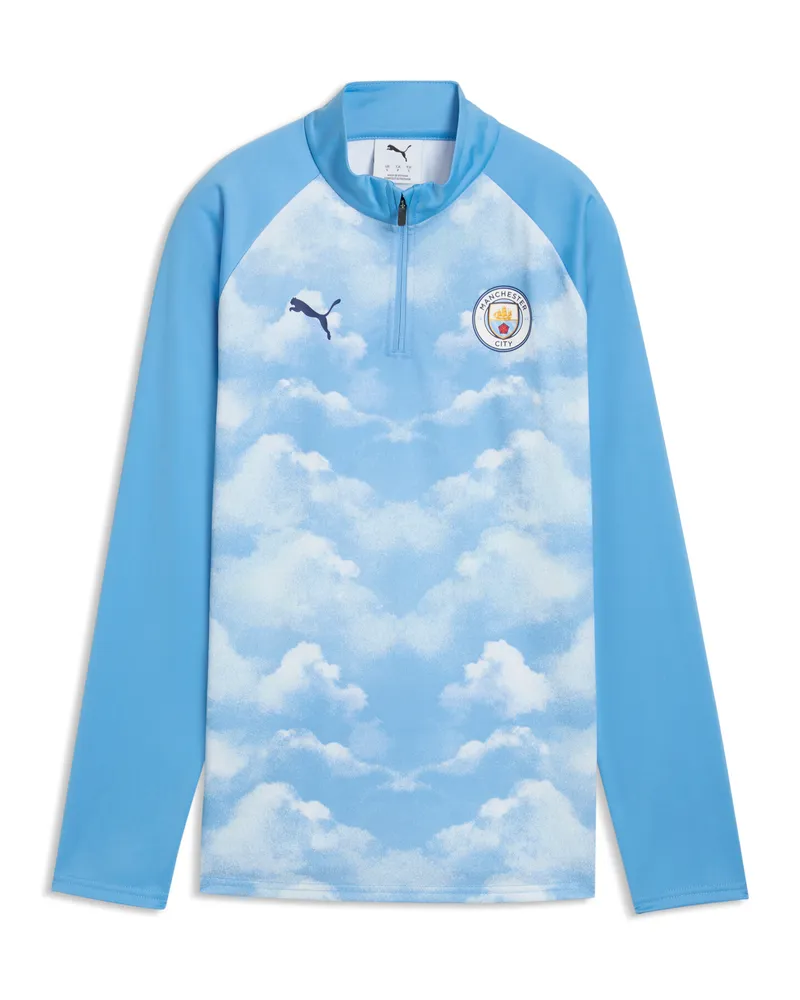 Puma Maglia da riscaldamento con zip Manchester City da donna, Accessori, Blu Blue
