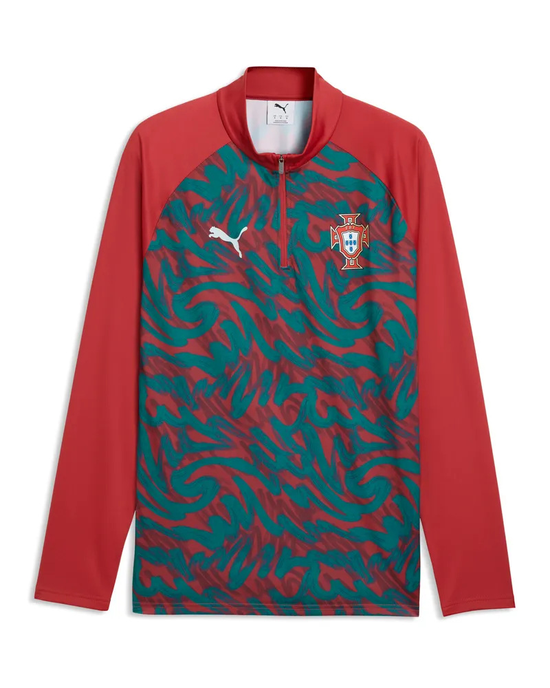 Puma Maglia da riscaldamento con zip Portogallo da uomo, Accessori, Rosso Red