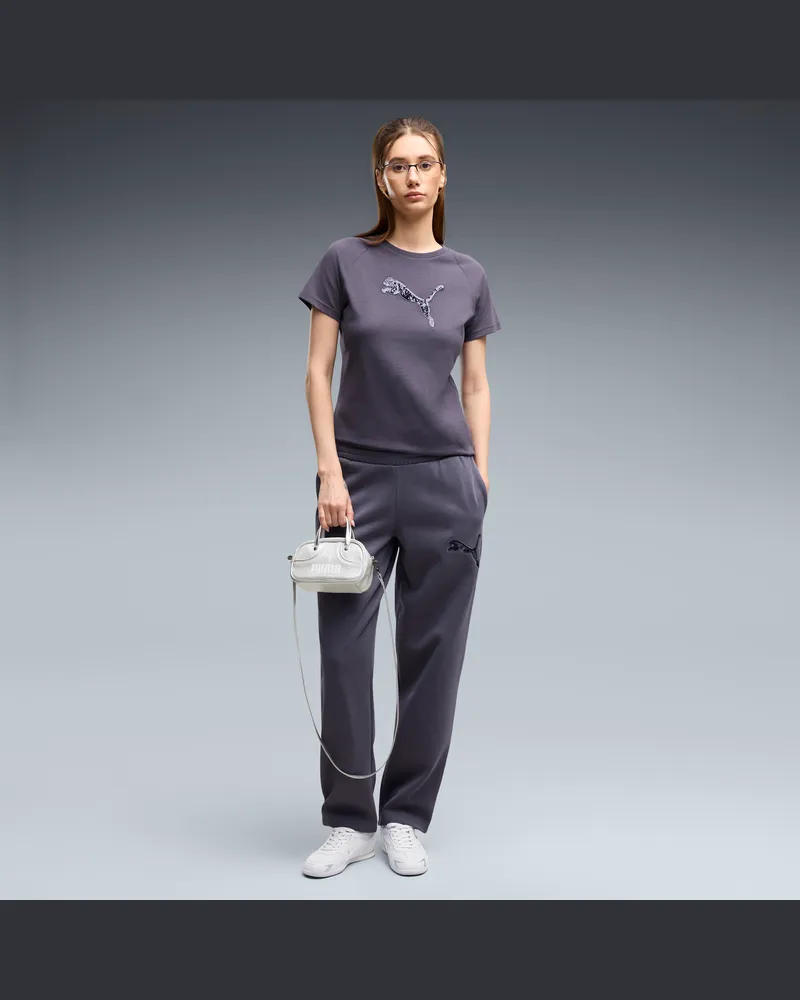 Puma Pantaloni Essentials Sequins in morbido pile da donna, Abbigliamento, Grigio Gray