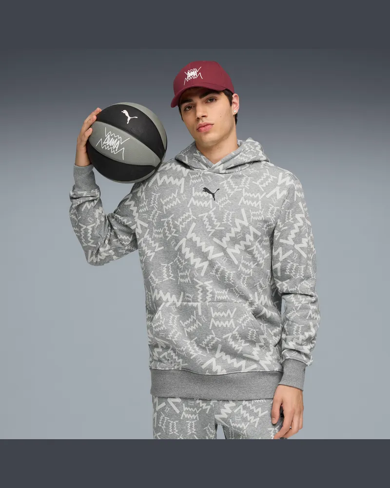 Puma Felpa con cappuccio da basket teamJAWS Post Game da uomo, Accessori, Grigio Gray