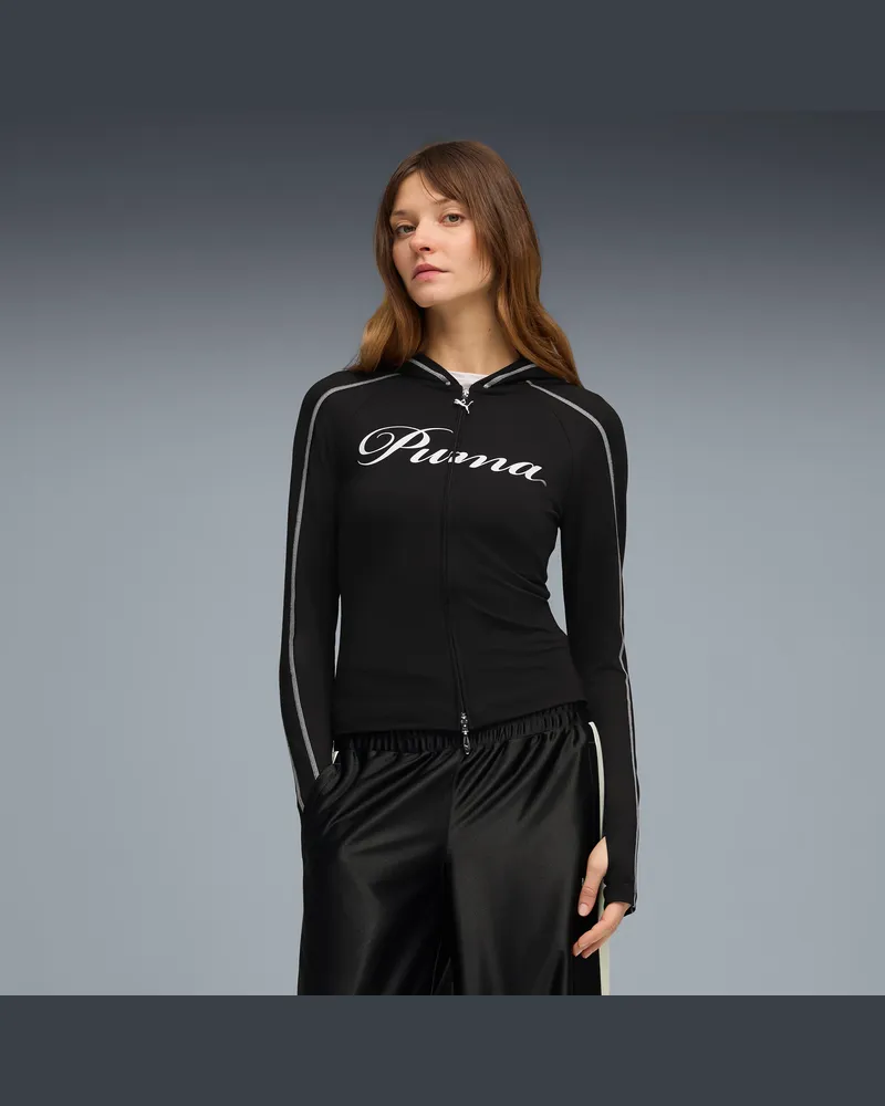 Puma Felpa con cappuccio T7 Street Glam da donna, Abbigliamento, Nero Black