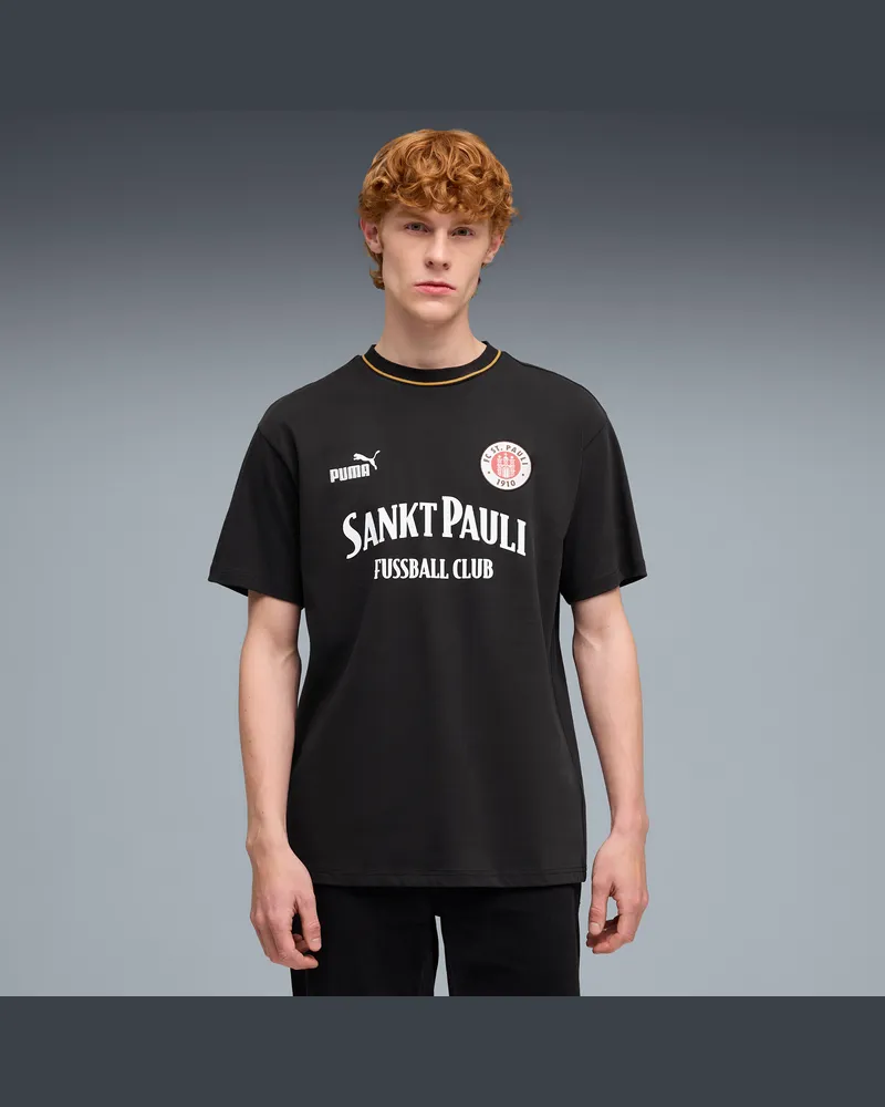 Puma T-shirt rétro FC St. Pauli da uomo, Abbigliamento, Nero Black