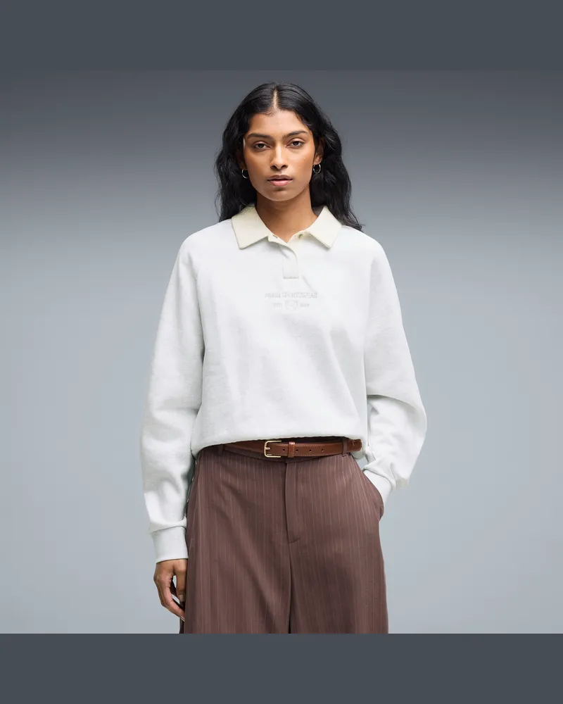 Puma Polo da donna in felpa a maniche lunghe dal taglio morbido della linea  Class, Abbigliamento, Bianco White