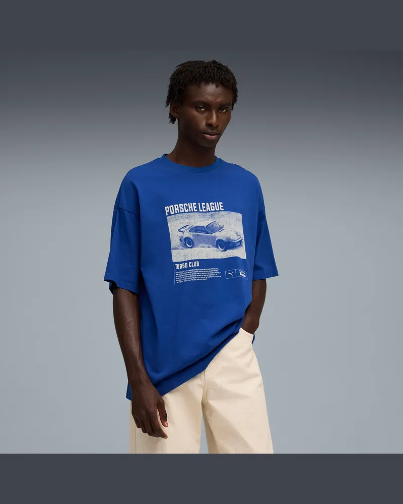 Puma T-shirt con grafica  x PORSCHE LEGACY 2 da uomo, Abbigliamento, Blu Blue