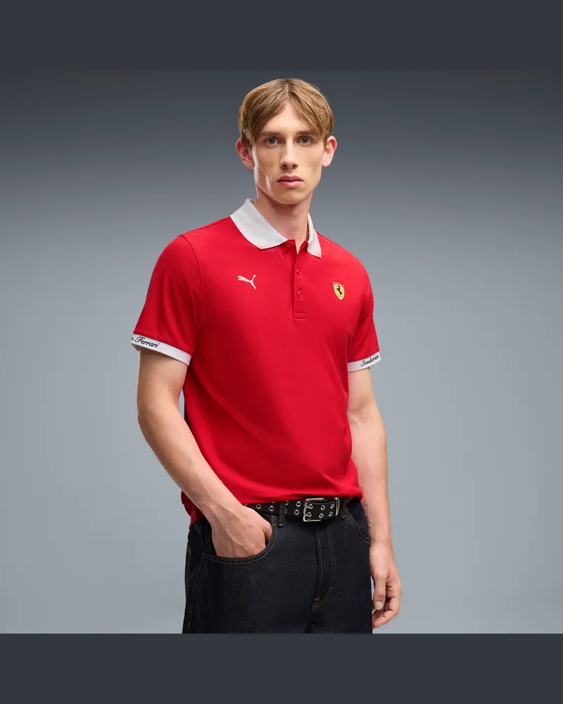 Puma Polo in piqué Ferrari da uomo, Accessori, Rosso Red