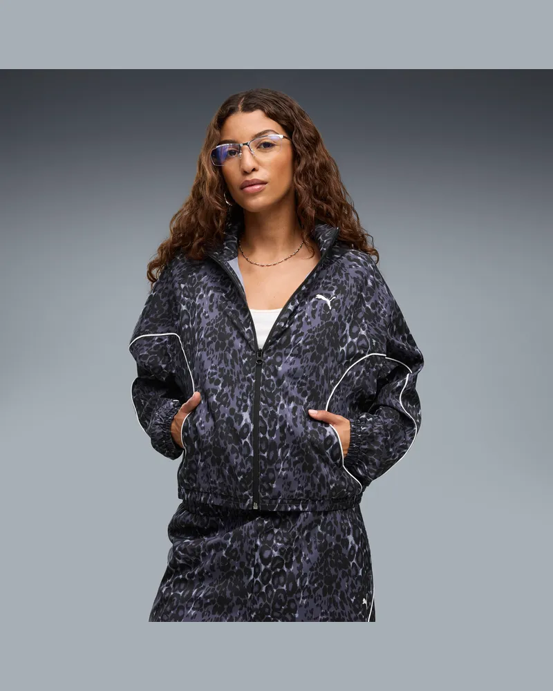 Puma Giacca da donna  Sport dal taglio morbido con stampa animalier e zip integrale, Abbigliamento, Grigio Gray