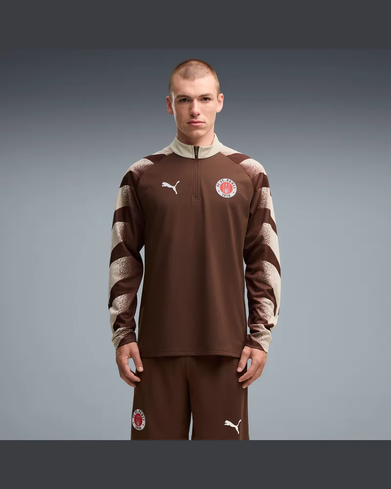 Puma Top da riscaldamento con zip FC St. Pauli da uomo, Abbigliamento, Marrone Brown