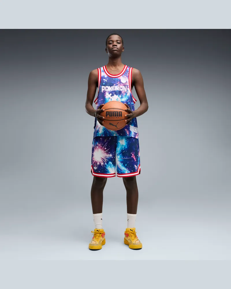 Puma Shorts da basket  x POKÉMON Mewtwo dal taglio morbido da uomo, Abbigliamento, Nero Black