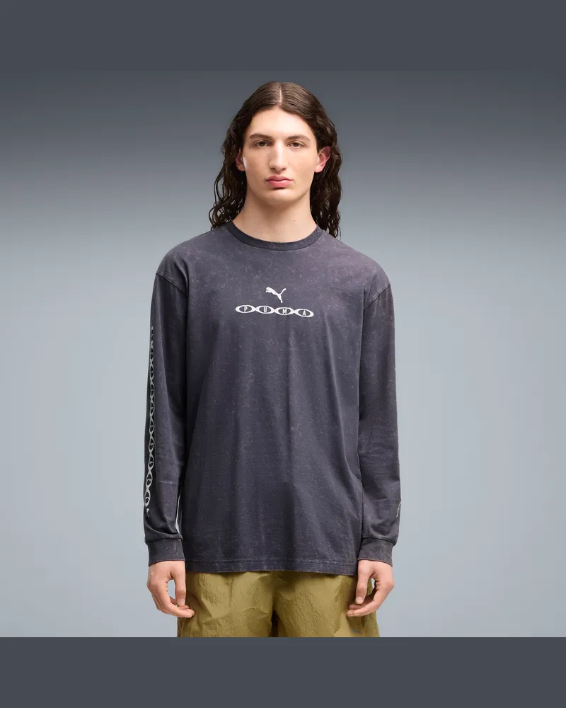Puma T-shirt a maniche lunghe con grafica Run Culture Collective da uomo, Abbigliamento, Grigio Gray
