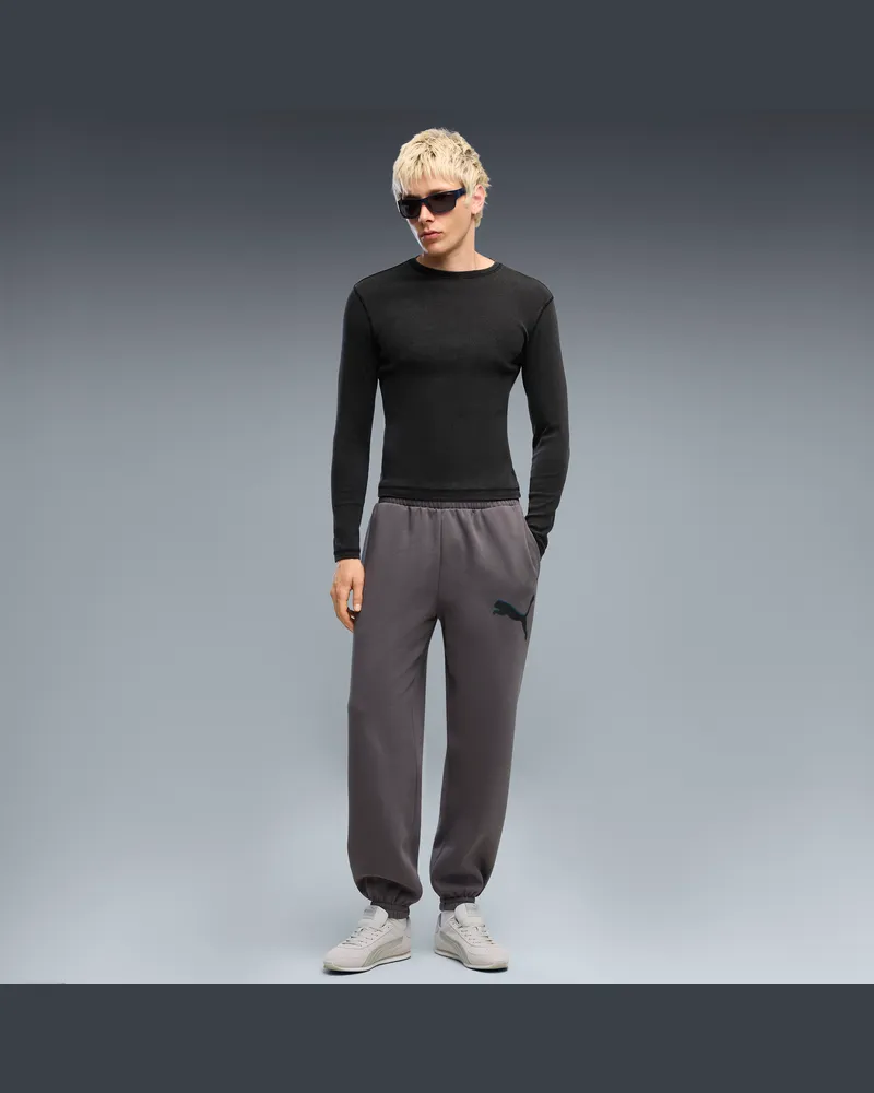 Puma Pantaloni da tuta in pile con grafica  Sport dal taglio morbido da uomo, Abbigliamento, Grigio Gray