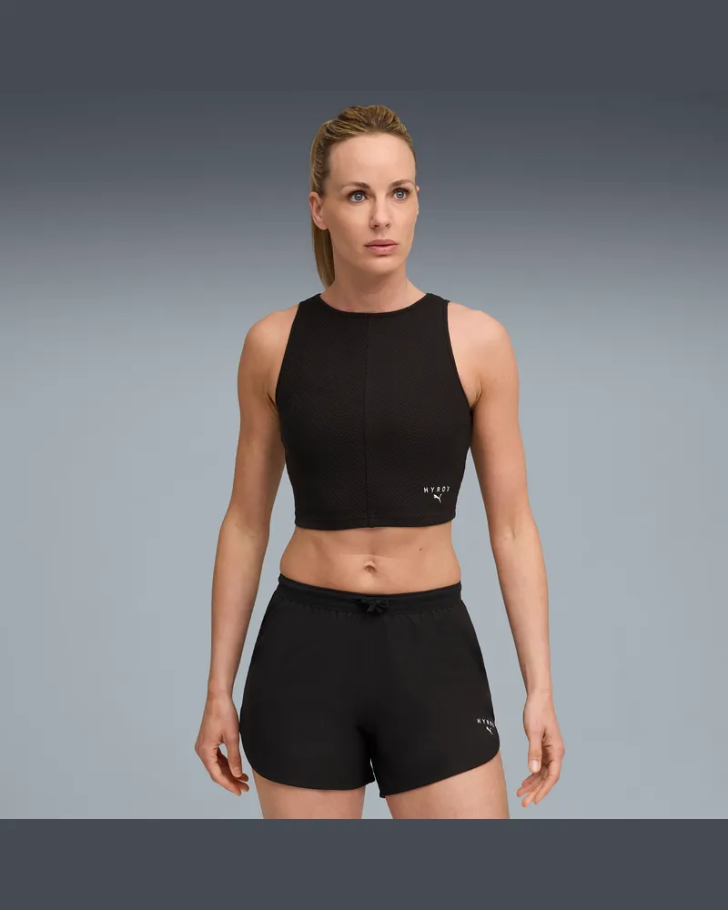 Puma Canotta a coste cropped  x HYROX da donna, Abbigliamento, Nero Black