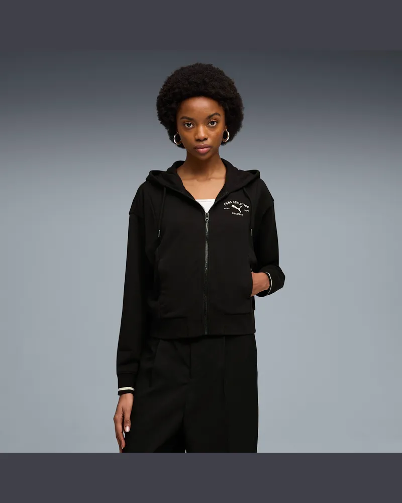 Puma Felpa con cappuccio e zip  Class da donna, Abbigliamento, Nero Black