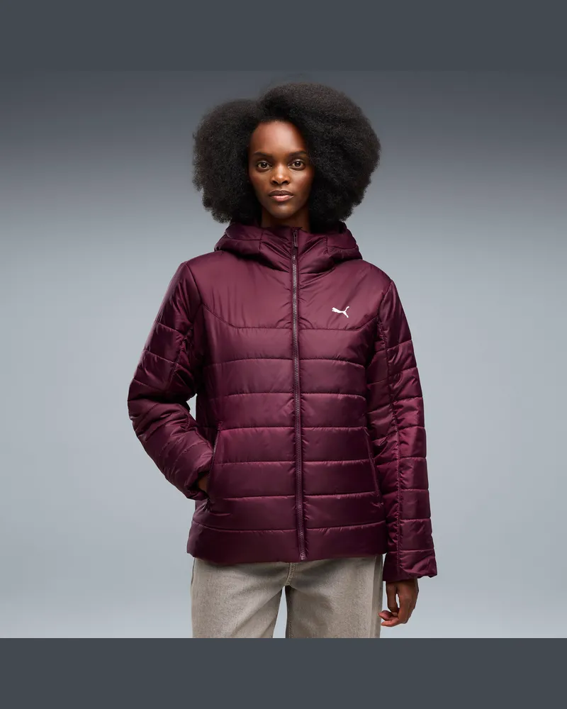 Puma Giacca imbottita con cappuccio Essentials da donna, Abbigliamento, Rosso Red