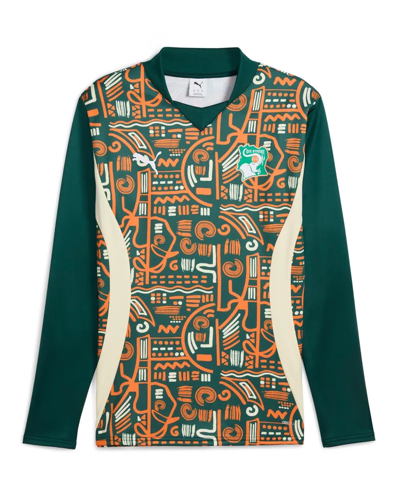 Puma Felpa pre-partita a maniche lunghe Costa d'Avorio 2025 da uomo, Accessori, Verde Green