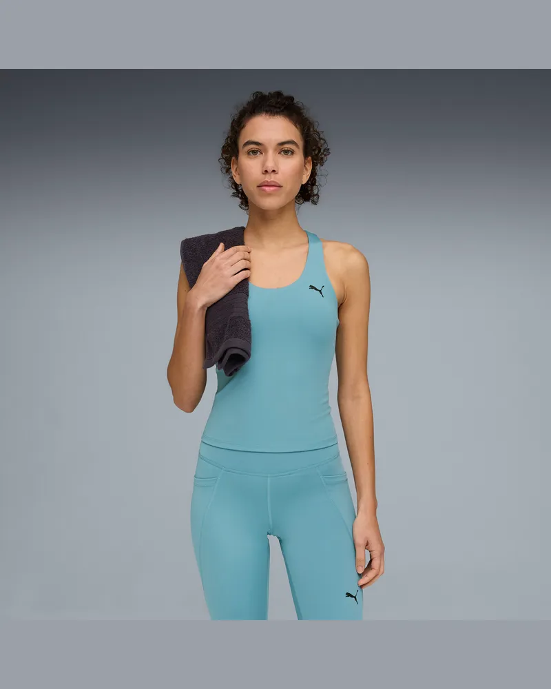 Puma Canotta 2 in 1 TAD ESSENTIALS da donna, Abbigliamento, Blu Blue