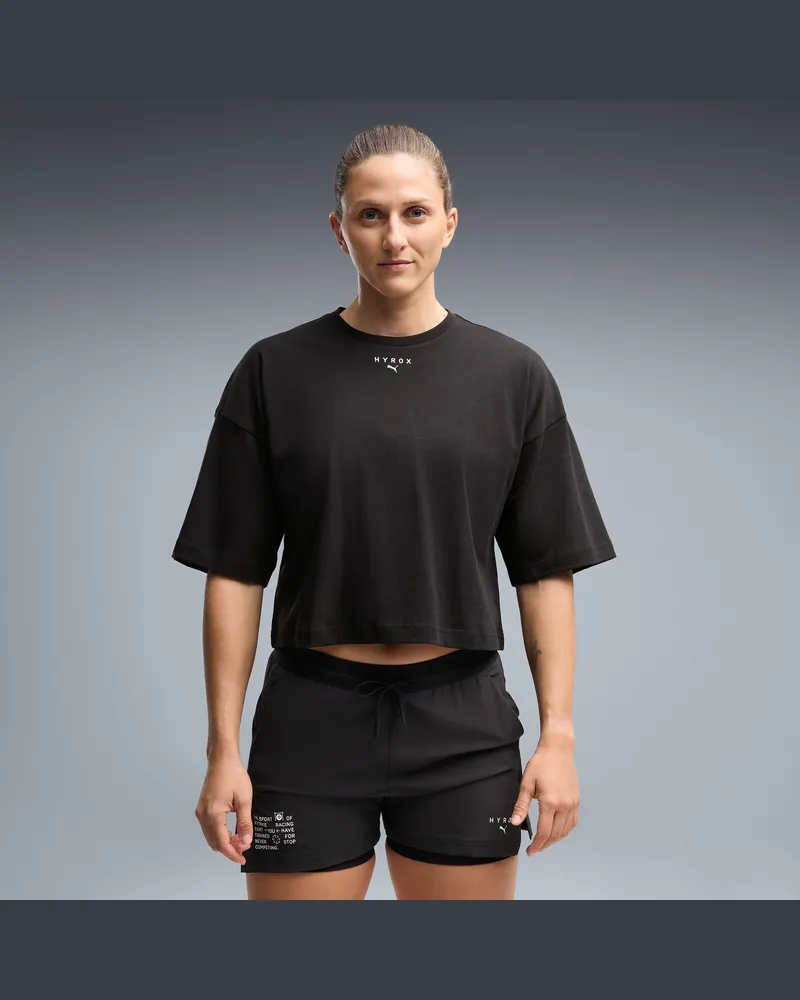 Puma T-shirt cropped  x HYROX Lifestyle da donna, Abbigliamento, Nero Black