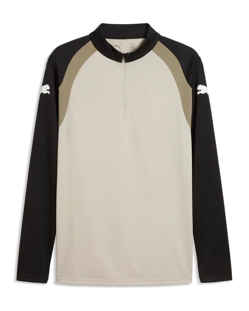 Puma Maglia aderente a maniche lunghe con zip corta individualFINAL da uomo, Accessori, Beige Beige