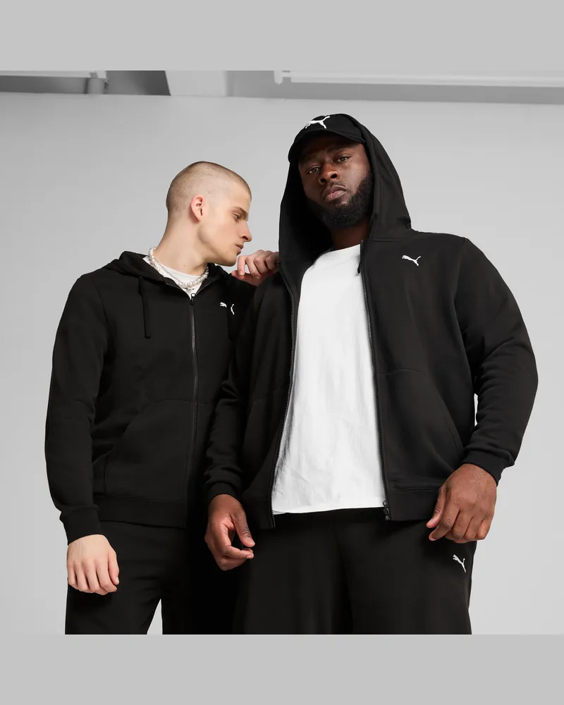 Puma Felpa con cappuccio a zip Essentials da uomo, Abbigliamento, Nero Black