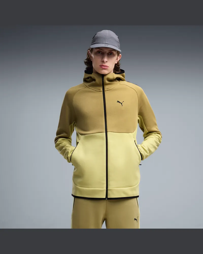 Puma Felpa con cappuccio e zip TECH Elevated da uomo, Accessori, Verde Green