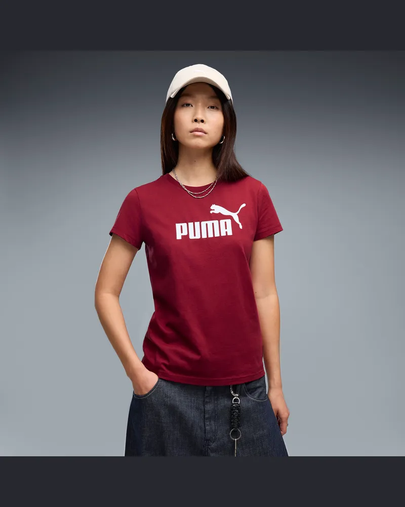 Puma T-shirt con logo ESS N. 1 da donna, Abbigliamento, Rosso Red