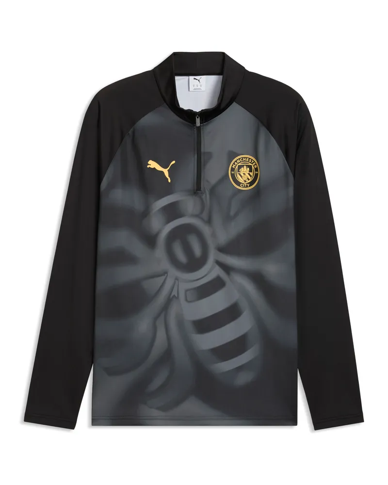Puma Maglia da riscaldamento con zip Manchester City da uomo, Accessori, Nero Black