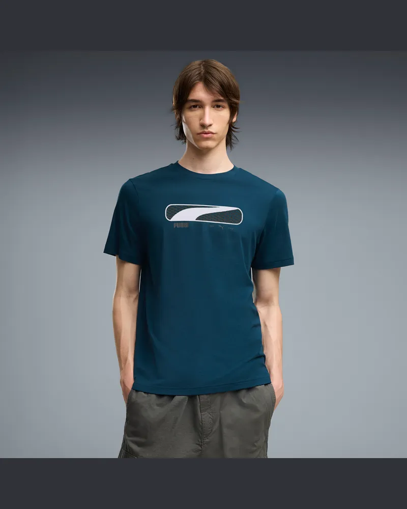 Puma T-shirt  Sport Logo Play da uomo, Accessori, Blu Blue