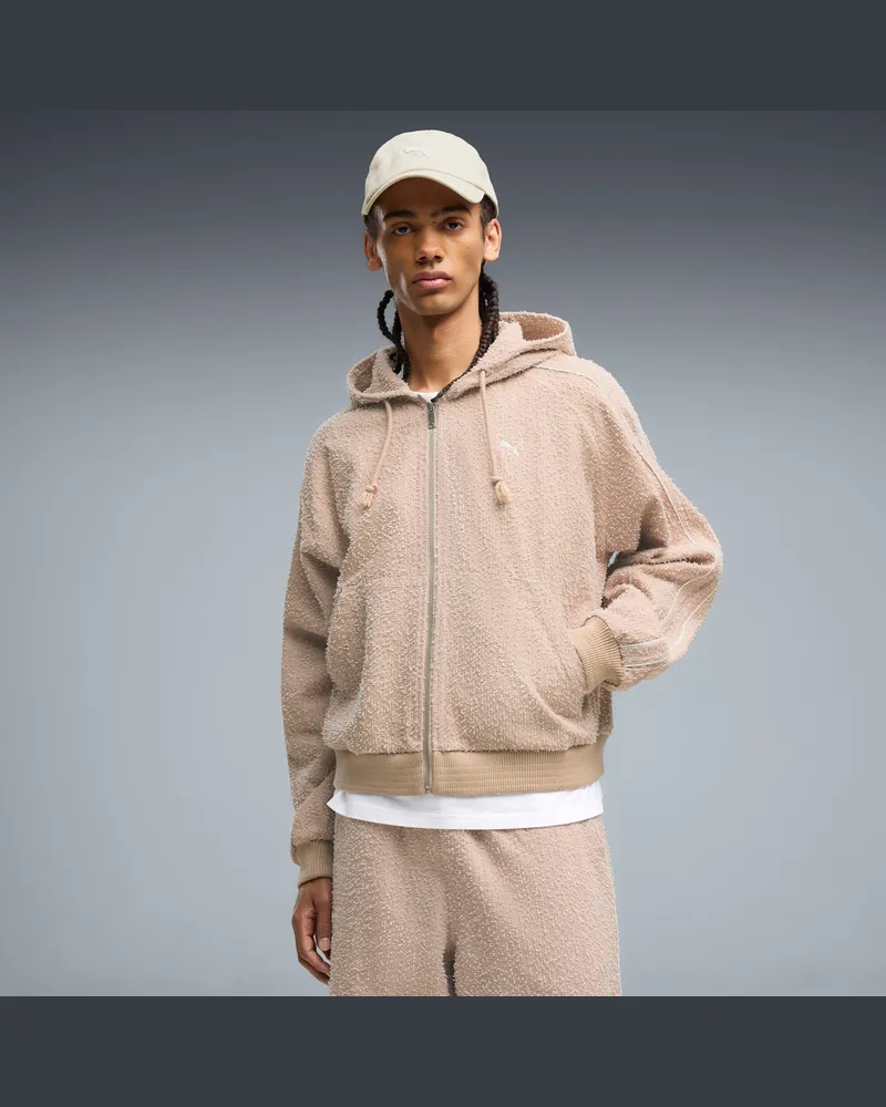 Puma Giacca sportiva con cappuccio T7 da uomo, Abbigliamento, Beige Beige